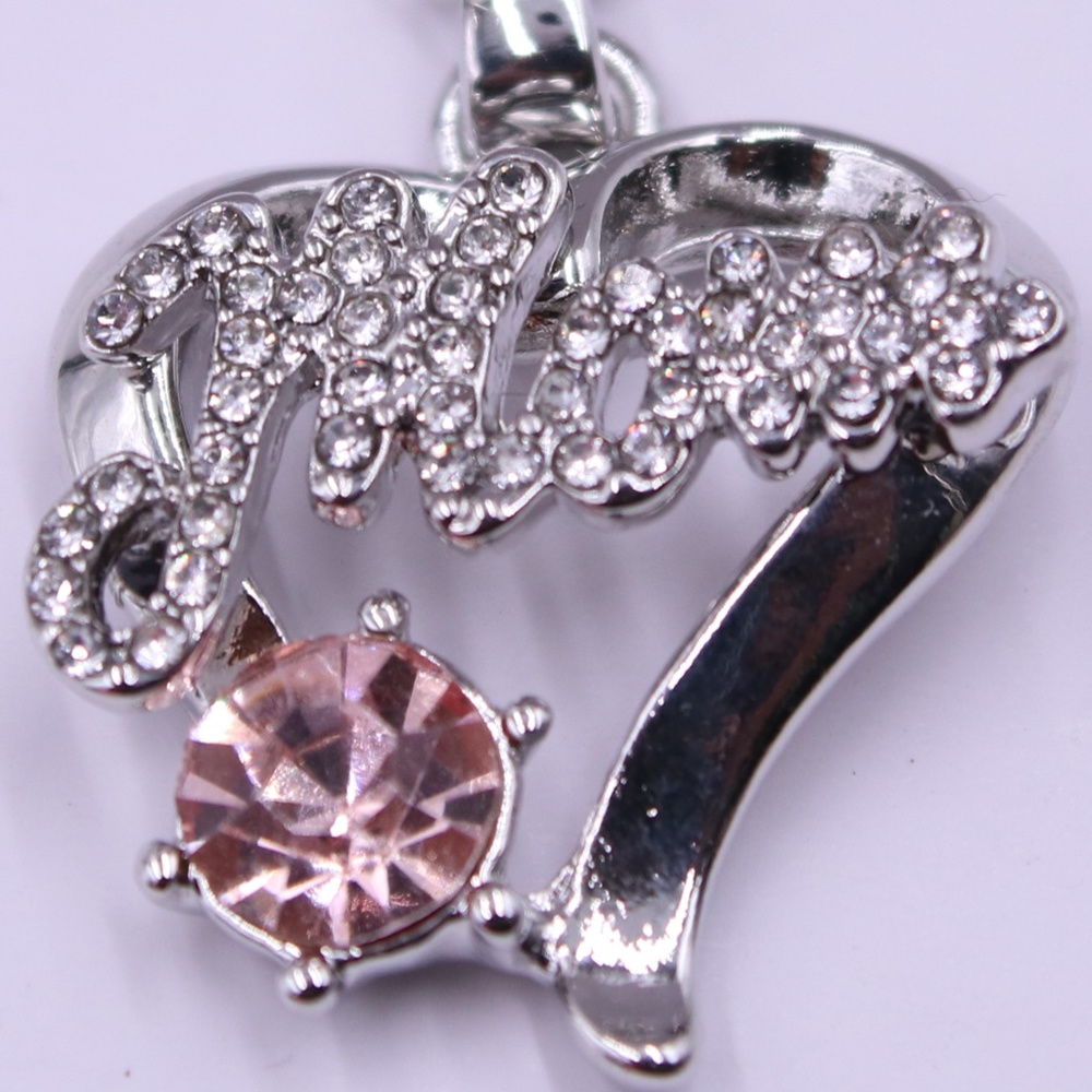 Charter Club Women's "MOM" Necklace & Earrings Set Silver Tone